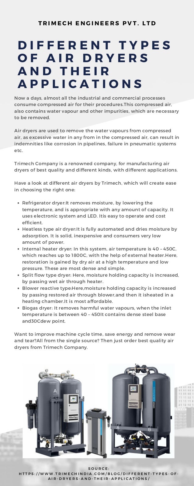 Different types of air dryers and their applications