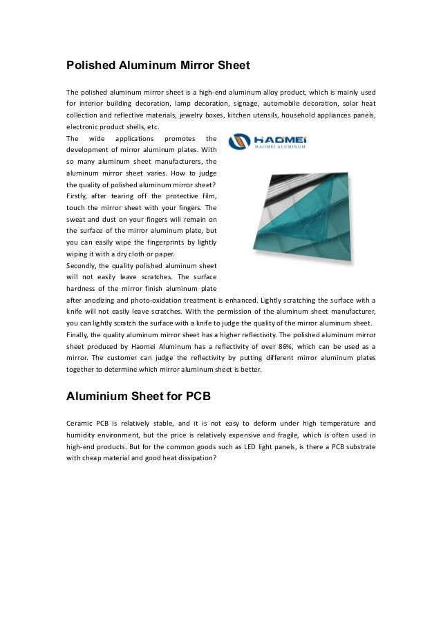 Different Types Of Aluminum Sheets