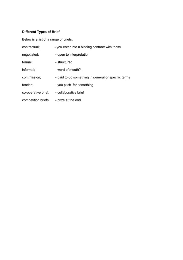Different types of brief PDF