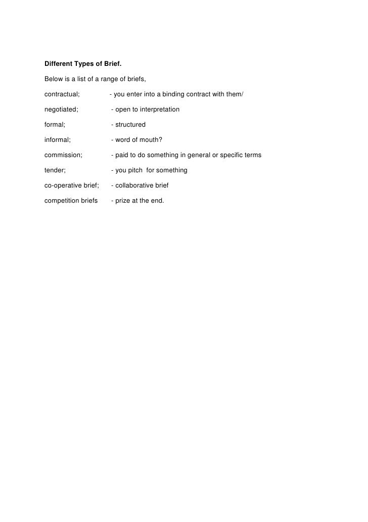 Different types of brief