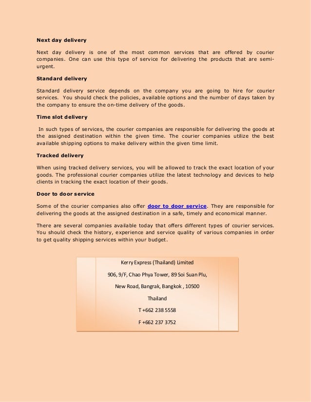 Different types of courier services offered by professional companies