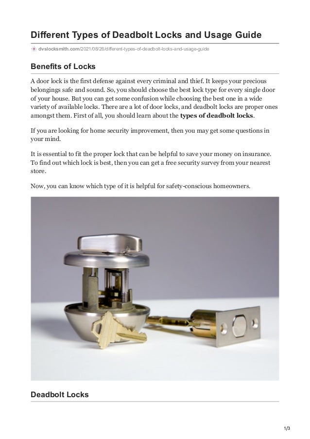 Different types of deadbolt locks and usage guide