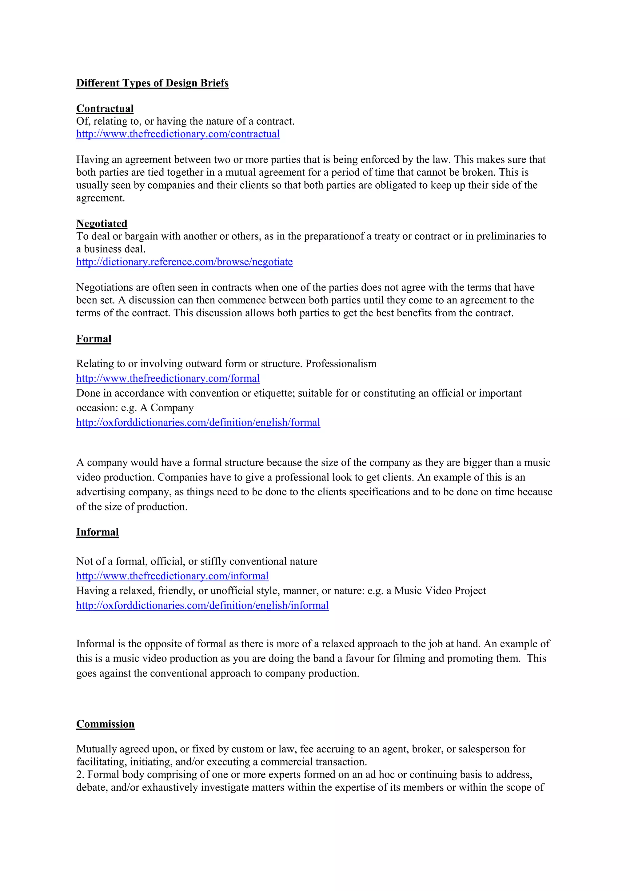 Different types of design briefs PDF