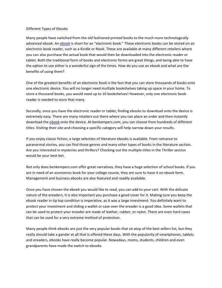 Different types of ebooks