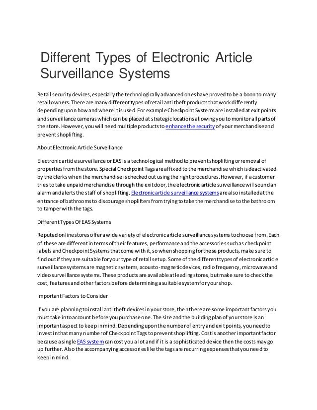 Different types of electronic article surveillance systems
