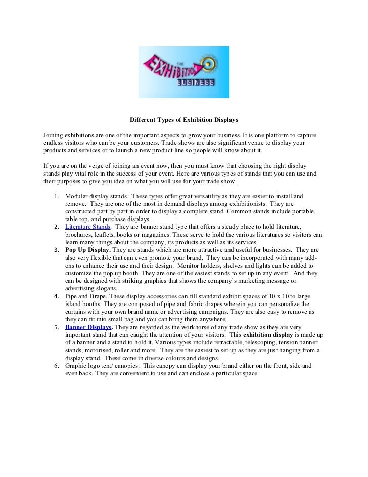 Different typeDifferent Types of Exhibition Displayss of exhibition d…