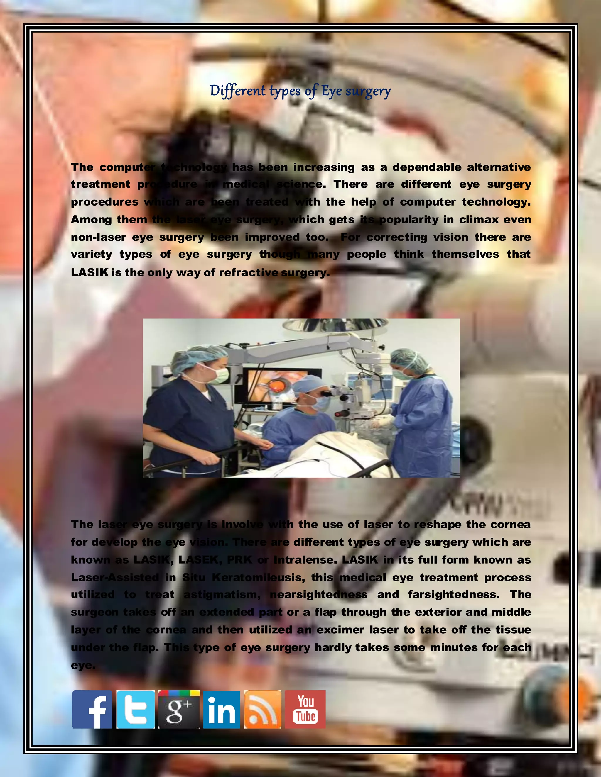 Different types of eye surgery docx eye and vision conditions