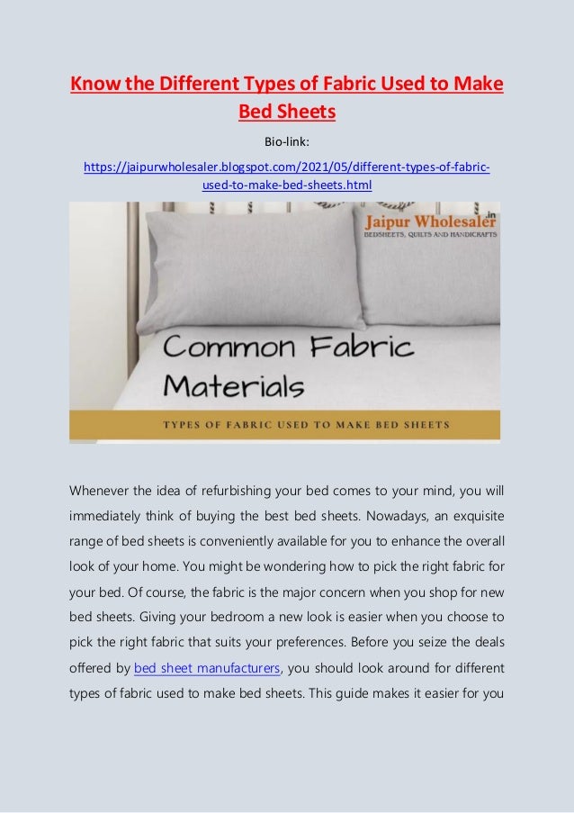 Different types of fabric to make bed sheets