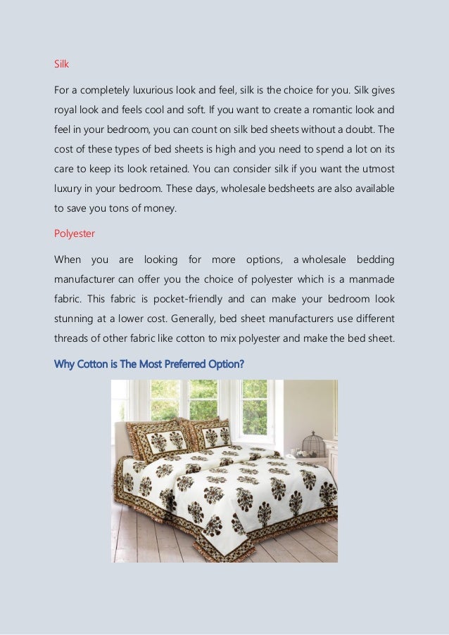 Different types of fabric to make bed sheets