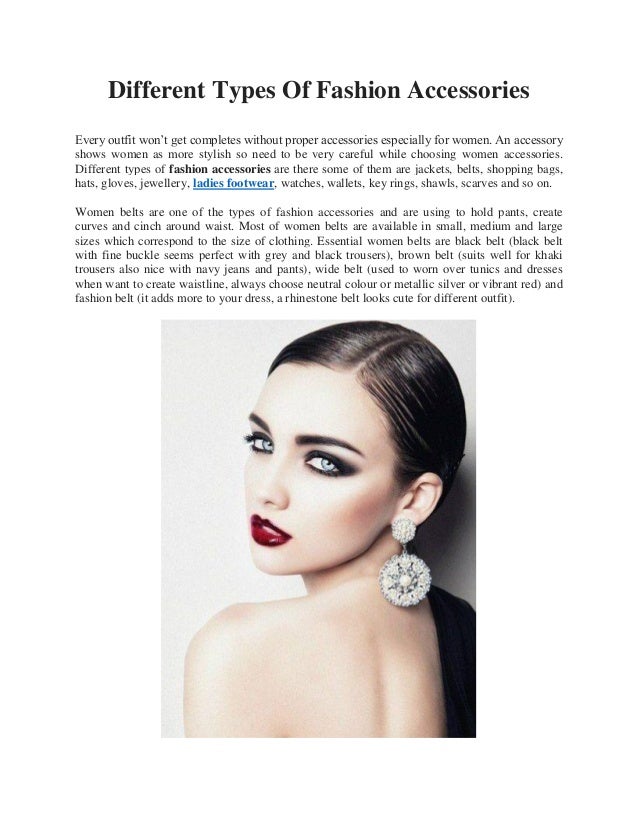 Different types of fashion accessories