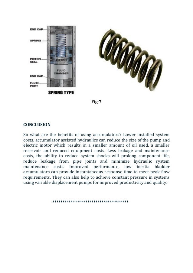 Different types of hydraulic accumulators