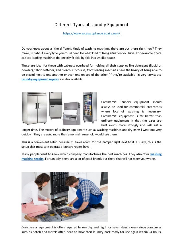 Different types of laundry equipment