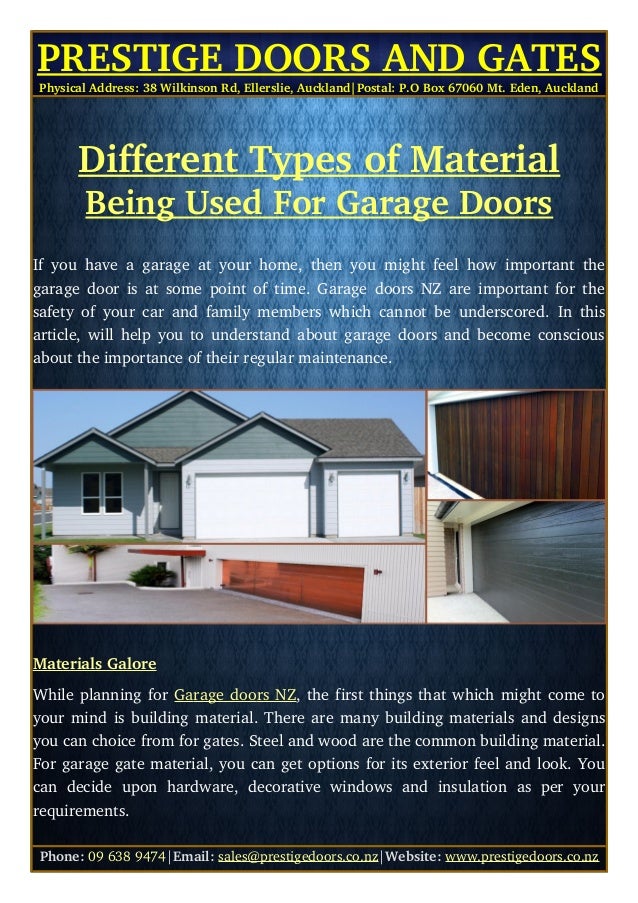 Different Types Of Material Being Used For Garage Doors