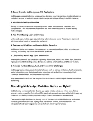 Mobile Testing: An Introduction to the Different Types and Approaches | PDF