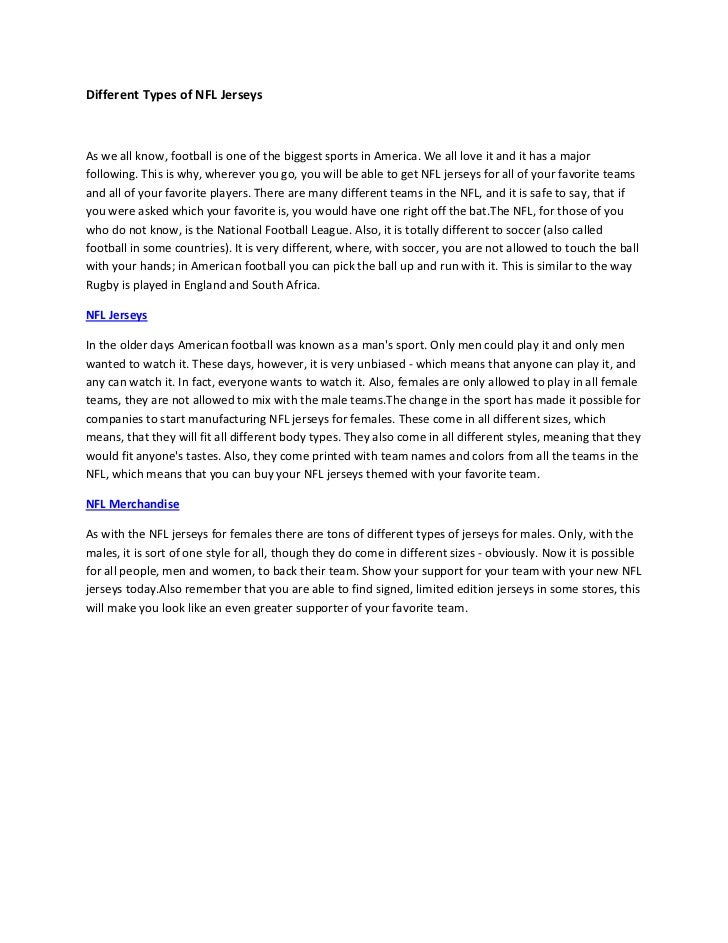 Different types of nfl jerseys