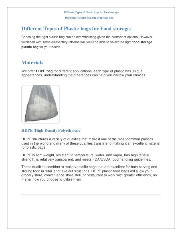 Different Types Of Plastic Bags For Food Storage Ldpebag Com