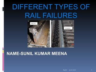 NAME-SUNIL KUMAR MEENA
DIFFERENT TYPES OF
RAIL FAILURES
15-10-2020
654/17 1
 