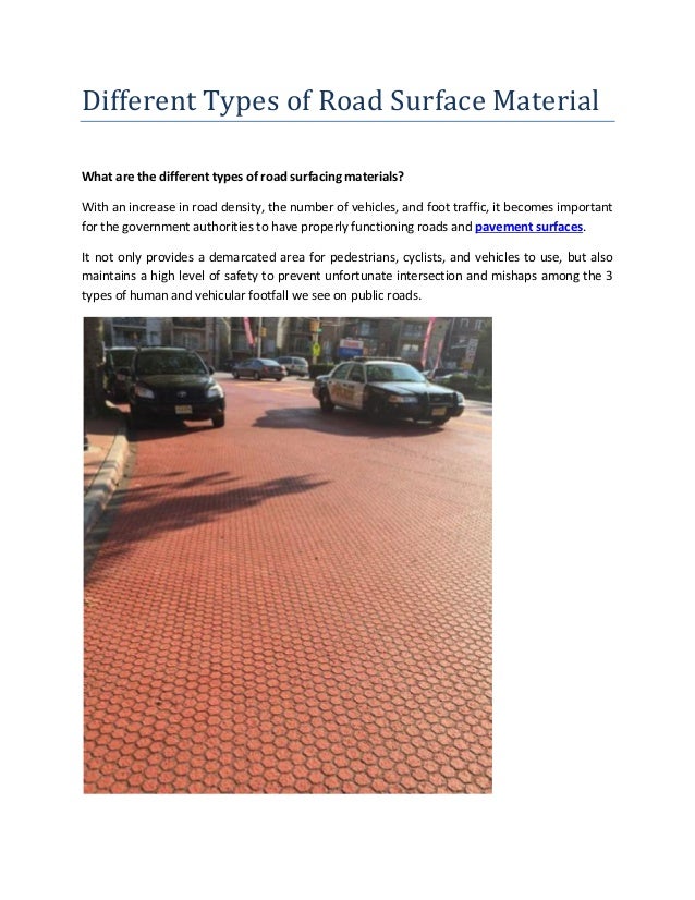 Different types of road surface material