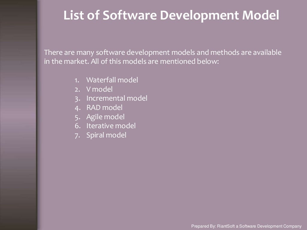 List of Software Development Model and Methods