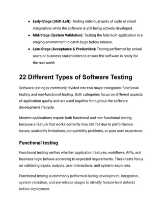 Different Types of Software Testing - A Complete Guide | PDF