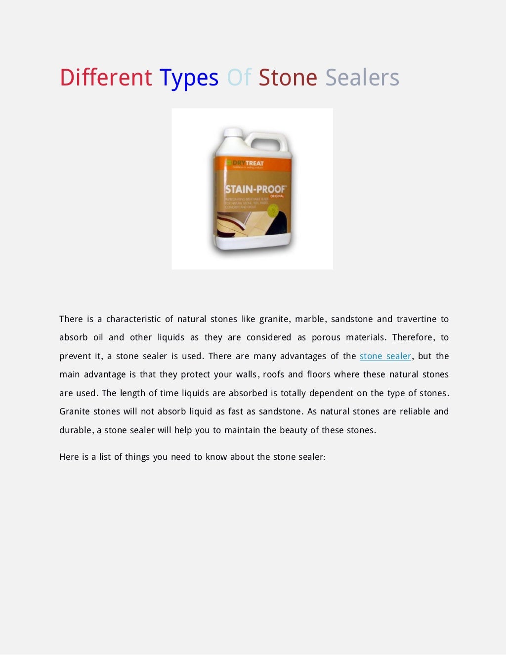 Different Types Of Stone Sealers