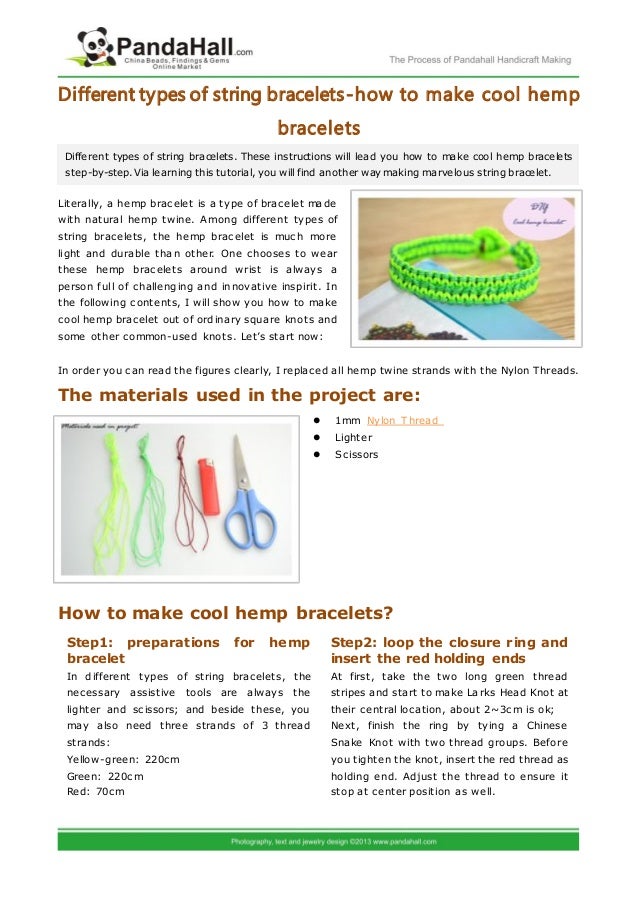 Different types of string bracelets