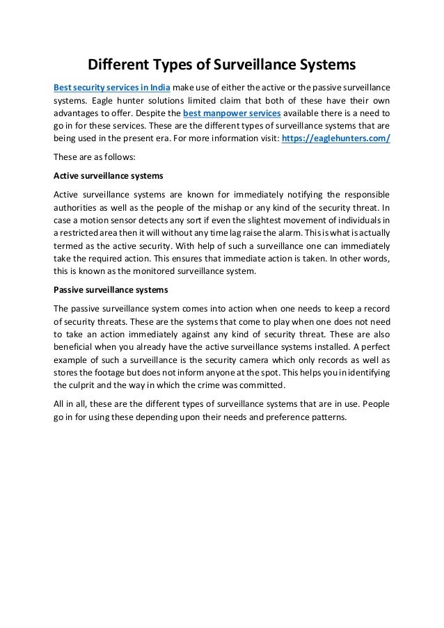 Different Types of Surveillance Systems