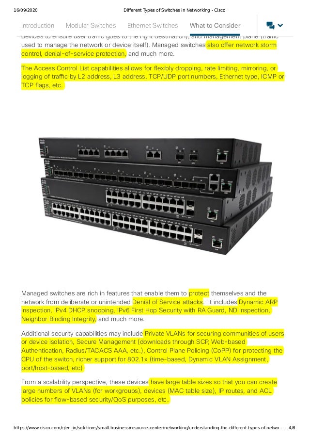 Different Types of Switches in Networking Notes