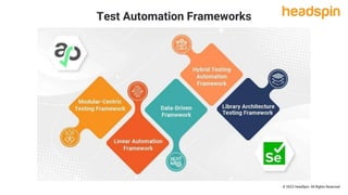 © 2023 HeadSpin. All Rights Reserved
Test Automation Frameworks
 