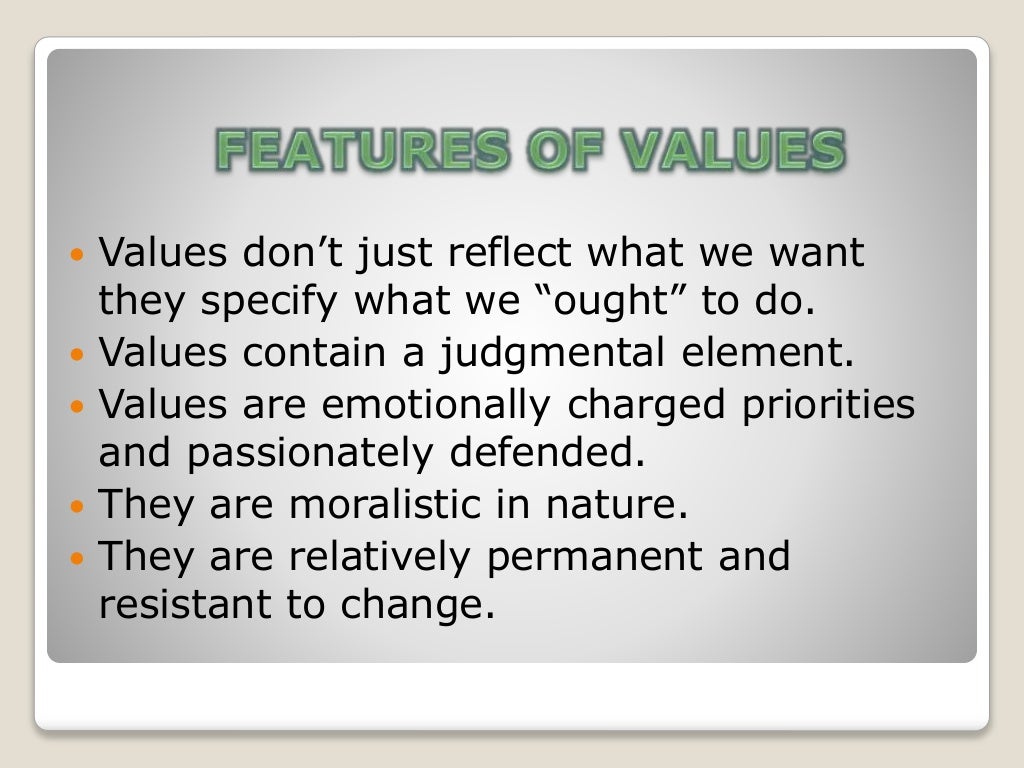 Different types of values