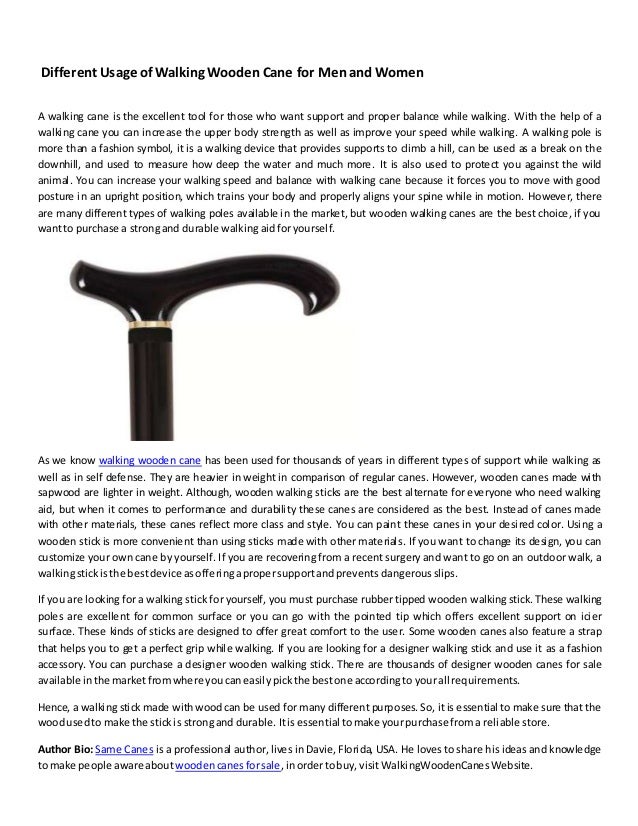 Different Usage of Walking Wooden Cane for Men and Women