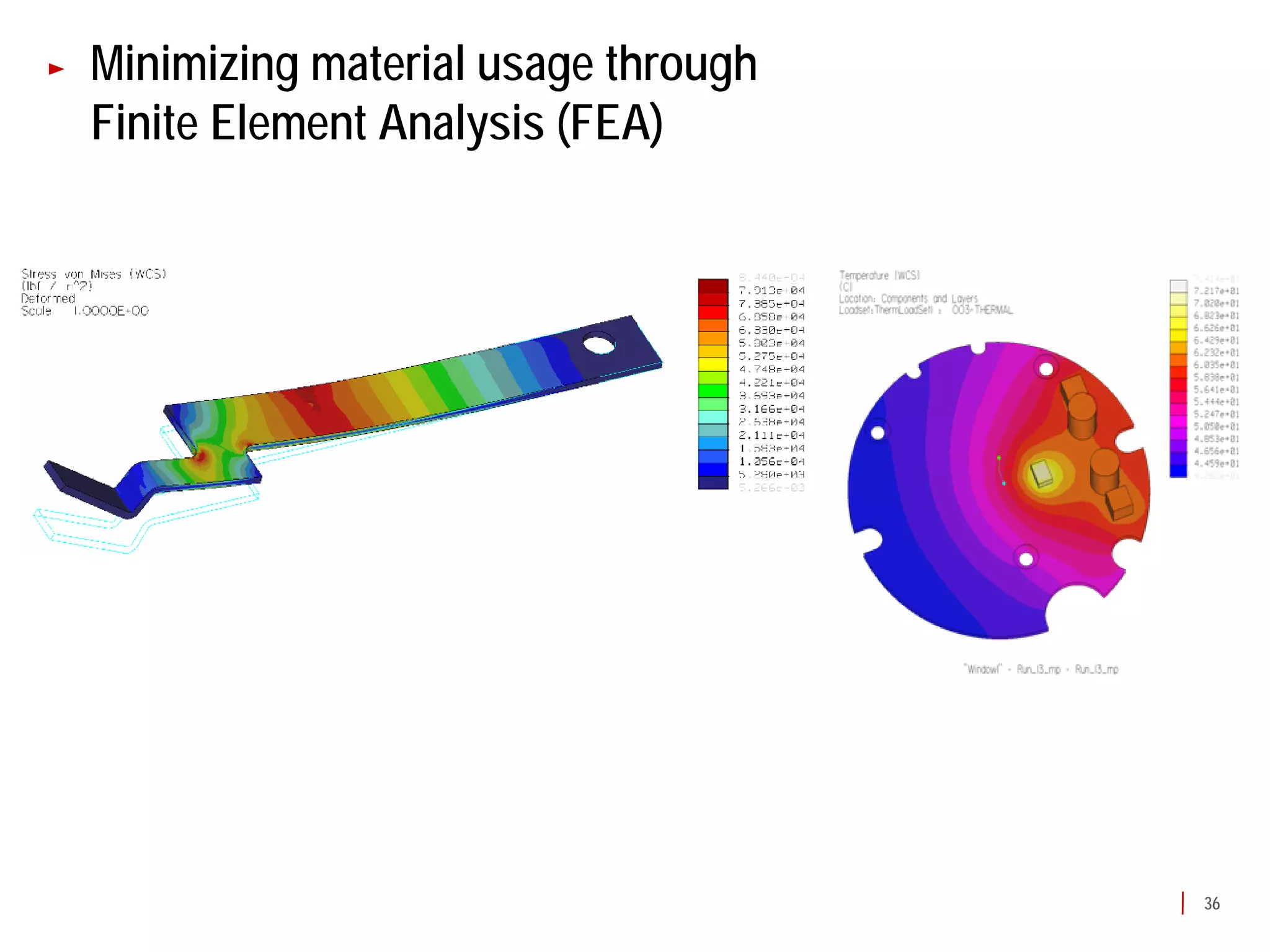 Minimizing material usage through
Finite Element Analysis (FEA)




                                    36
 