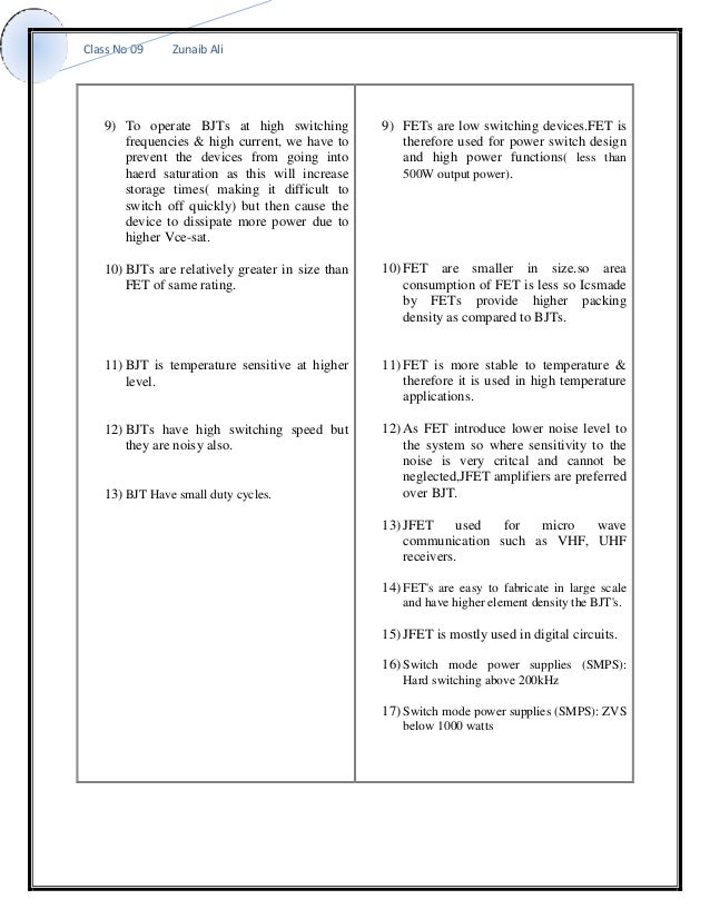 bjt vs mosfet