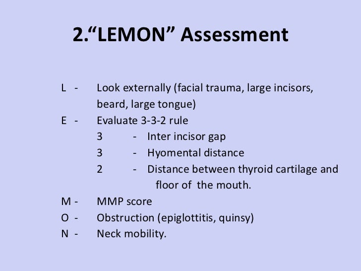 Lemon Mnemonic For Difficult Airway