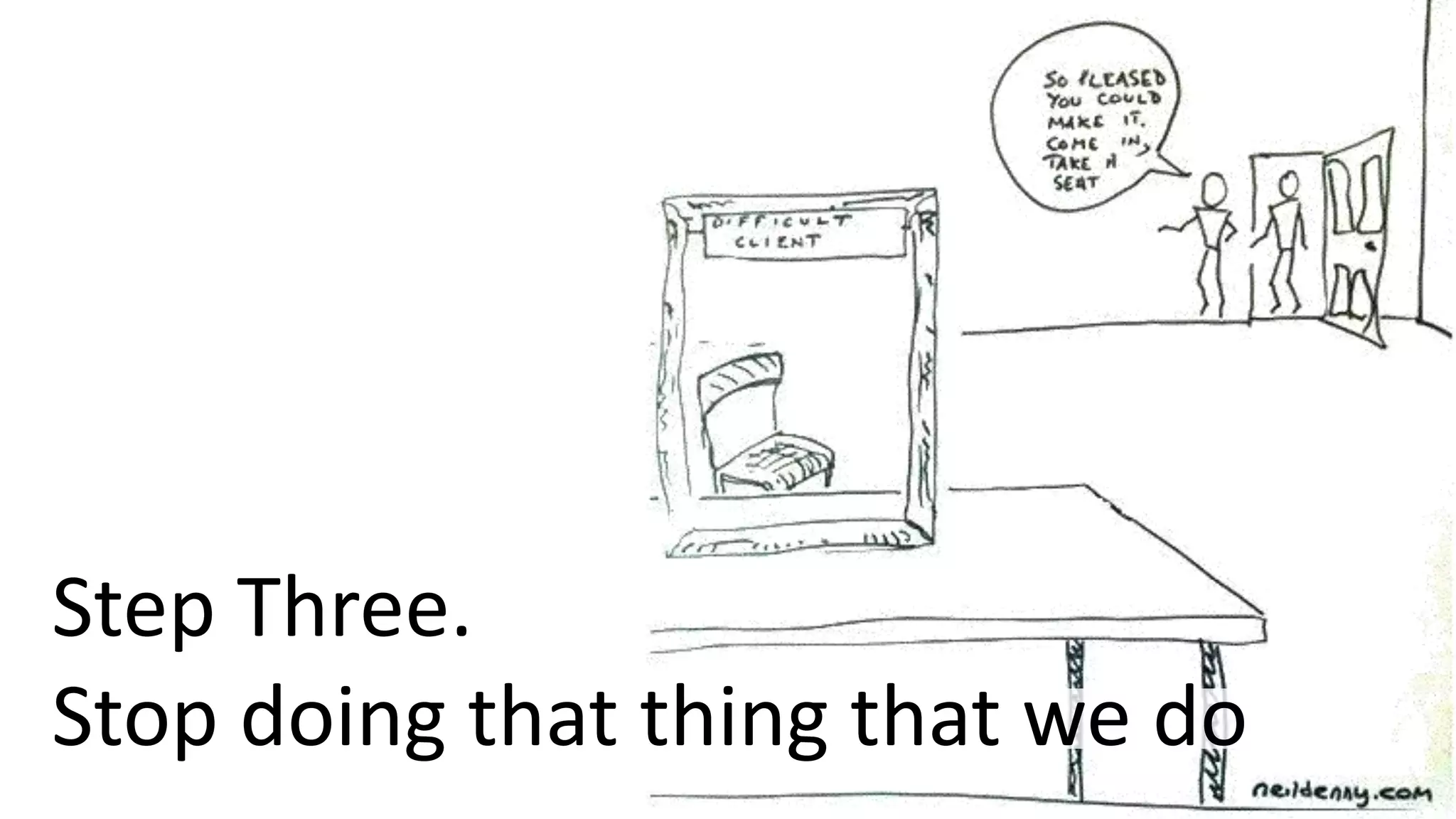 Step Three. 
Stop doing that thing that we do 
 