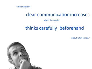 “ The chance of   clear communication   increases when the sender thinks carefully   beforehand about what to say. “ 