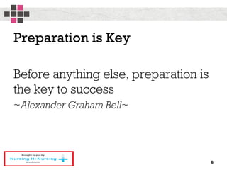 Preparation is Key
Before anything else, preparation is
the key to success
~Alexander Graham Bell~
6
 