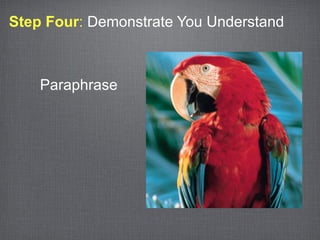 Step Four: Demonstrate You Understand



    Paraphrase
 