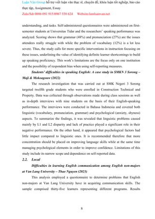 DIFFICULTIES IN SPEAKING ENGLISH OF THANG LONG UNVERSITY'S FIRST YEAR ...