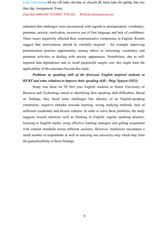 DIFFICULTIES IN SPEAKING ENGLISH OF THANG LONG UNVERSITY'S FIRST YEAR ...