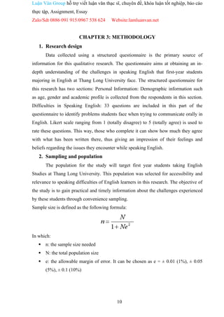 DIFFICULTIES IN SPEAKING ENGLISH OF THANG LONG UNVERSITY'S FIRST YEAR ...