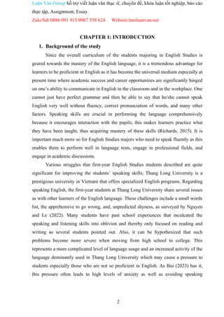 DIFFICULTIES IN SPEAKING ENGLISH OF THANG LONG UNVERSITY'S FIRST YEAR ...