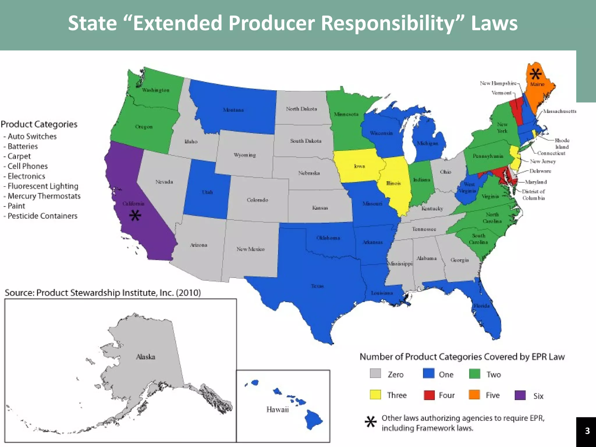 State  “Extended Producer Responsibility” Laws February 25th 2011 8 