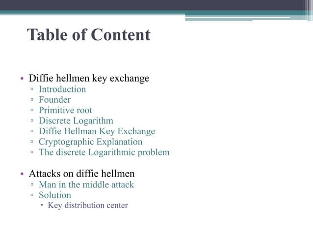 Diffie hellman key exchange algorithm | PPTX