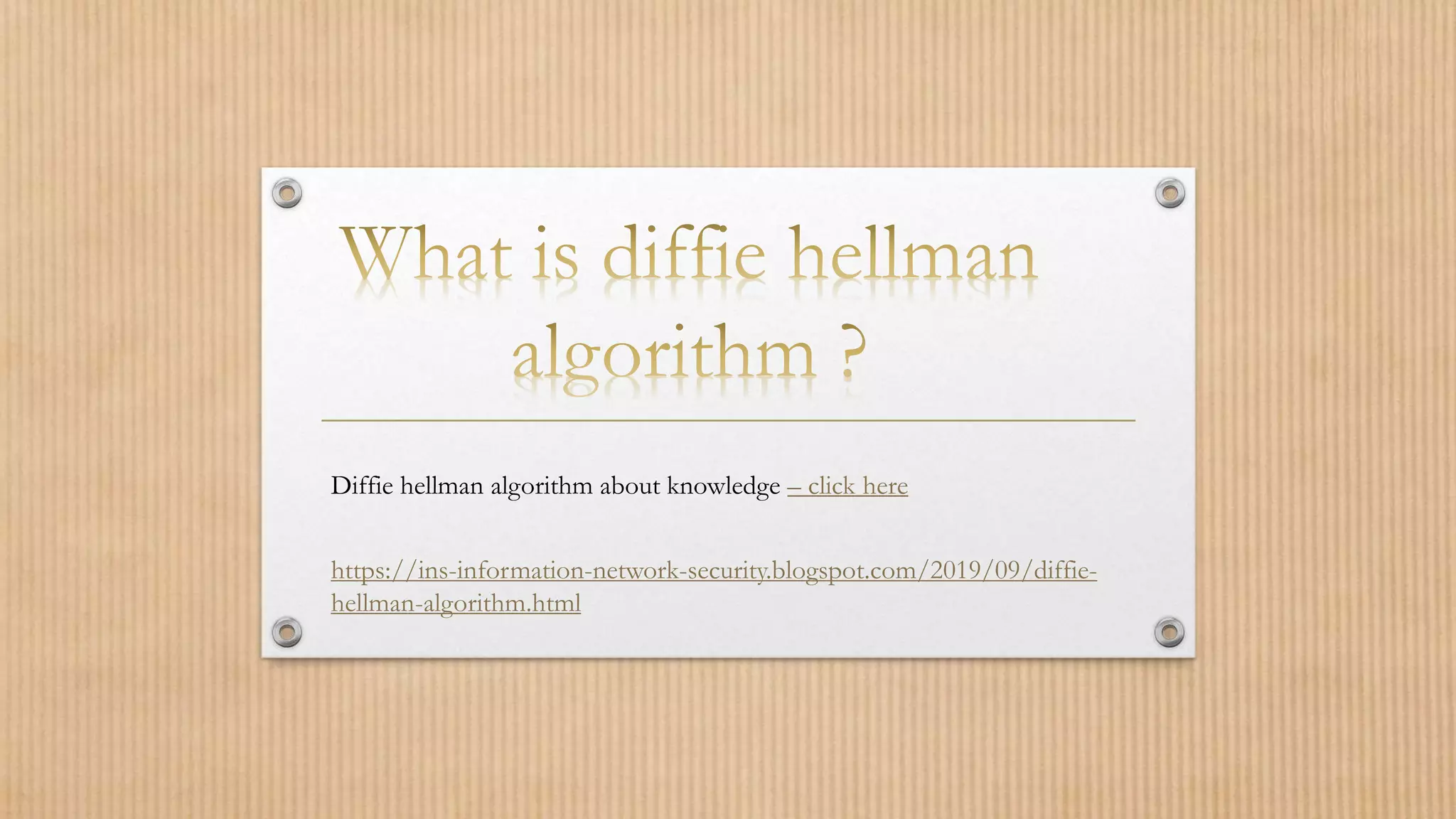 Diffie hellman algorithm | PPT