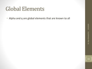 Global Elements
• Alpha and q are global elements that are known to all
2/4/2020Dr.RajniBhalla(LPU)
11
 