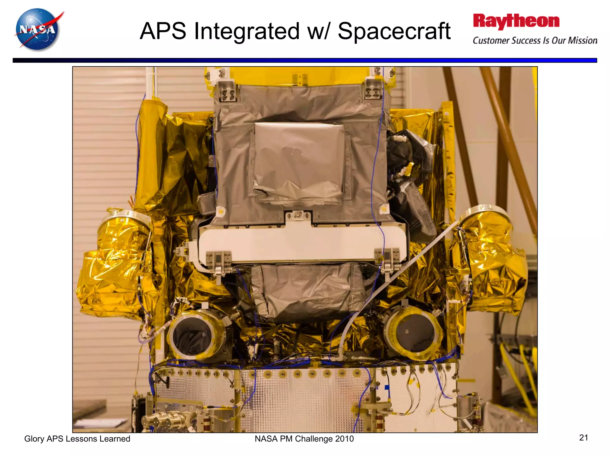APS Integrated w/ Spacecraft




Glory APS Lessons Learned             NASA PM Challenge 2010   21
 