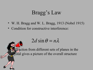 Bragg’s Law ,[object Object],[object Object],[object Object]