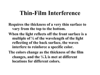 Thin-Film Interference ,[object Object],[object Object],[object Object]