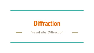 Diffraction
Fraunhofer Diffraction
 